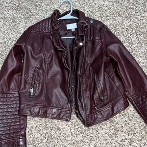 Womens burgundy leather jacket
